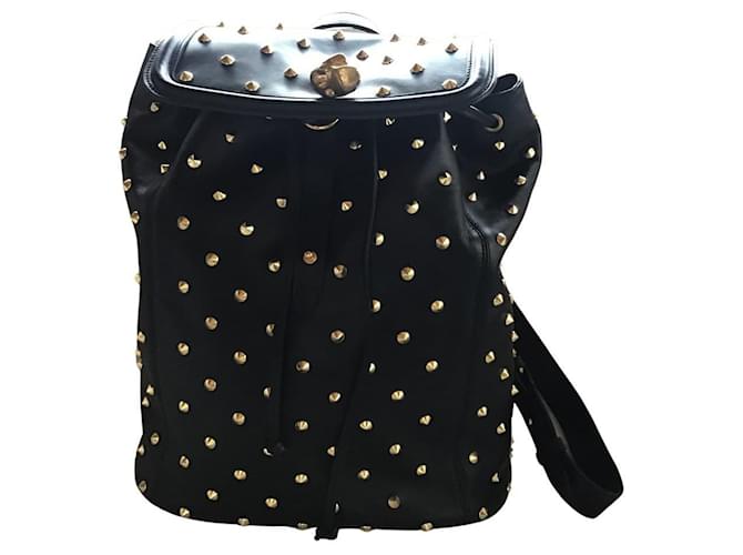 ***Alexander McQueen Leather Padlock Studded Backpack Black Gold hardware  ref.961261