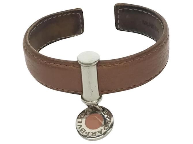 Bulgari **Bvlgari Leather Bangle Bracelet Brown  ref.961263