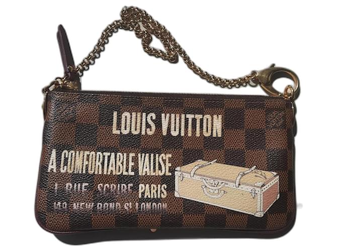Louis Vuitton Damier Ebene Trunks Pochette Milla Wristlet Bag