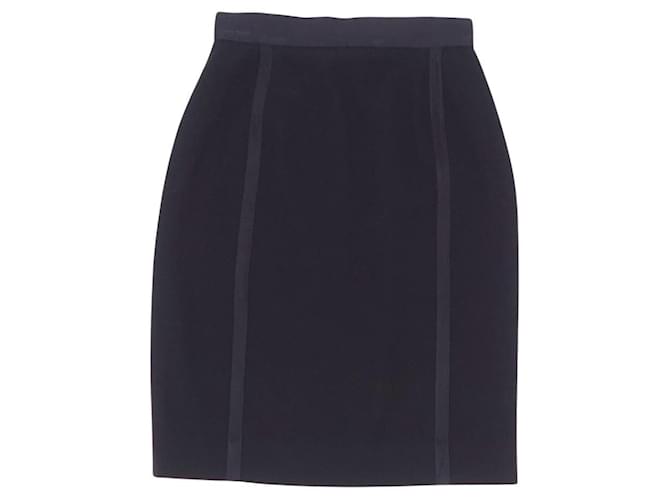 ***Chanel Wool Tweed Skirt Black  ref.961269