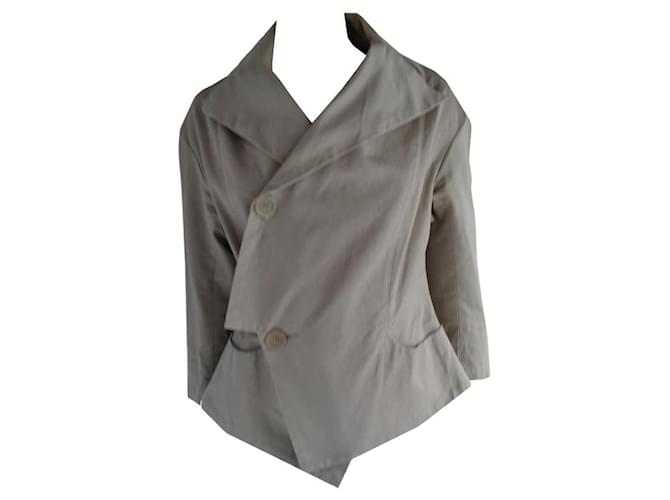 ***Yohji Yamamoto Asymmetrical Jacket Beige Cotton  ref.961277
