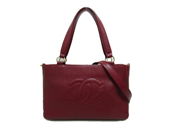 Red Quilted Caviar Medallion Tote