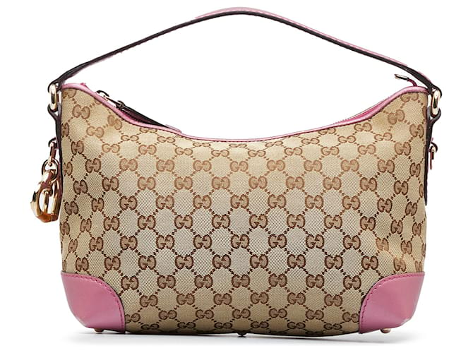 GUCCI Beige GG Monogram Canvas Red Leather Trim & Dual Handle Tote