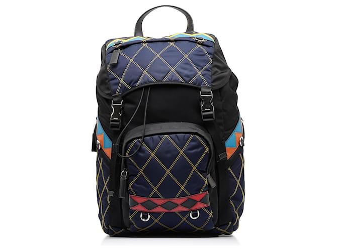 Prada Blue Tessuto Impuntu Backpack Navy blue Nylon Cloth ref