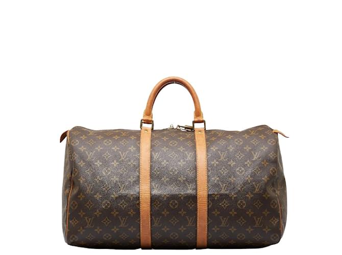 Louis Vuitton Keepall 50 Monogram Canvas Travel Bag Brown