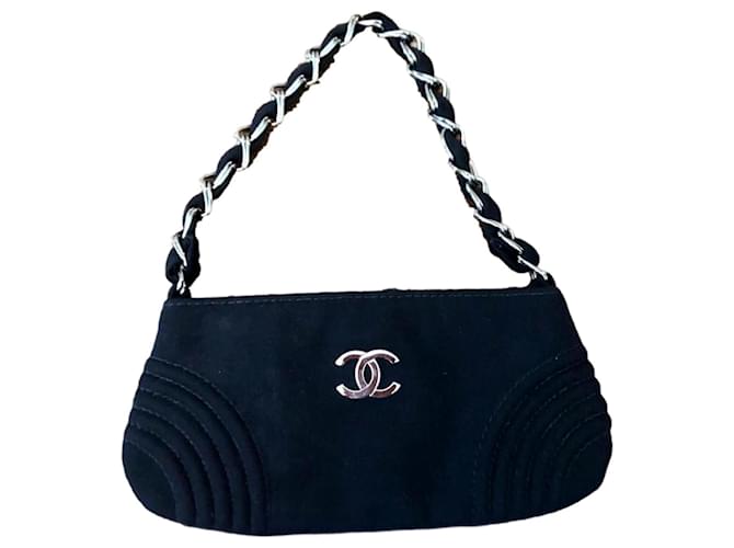 Chanel 2004/2005 jersey black cotton baguette small shoulder bag.  ref.961733 - Joli Closet