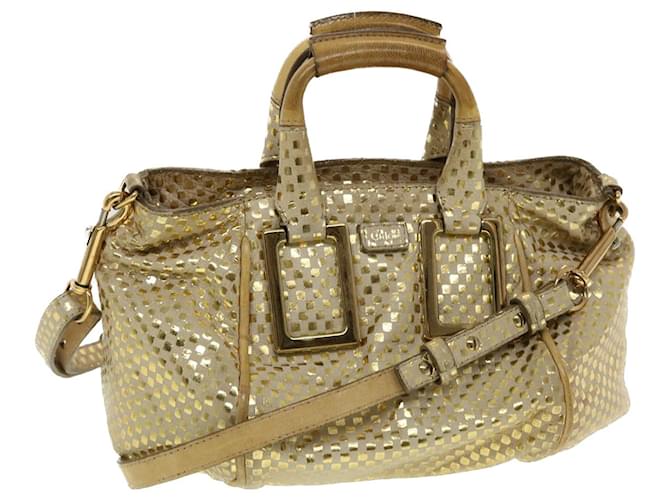 Chloé Chloe Etel Hand Bag Leather 2way Gold Tone Auth yk7356  ref.961771