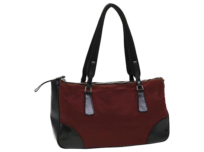PRADA Shoulder Bag Nylon Leather Red Auth yb140  ref.961785