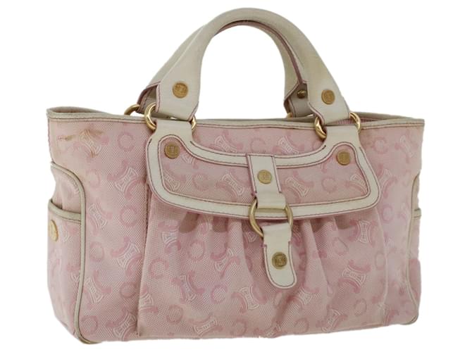 Céline CELINE C Macadam Canvas Hand Bag Leather Pink Auth yb138  ref.961830