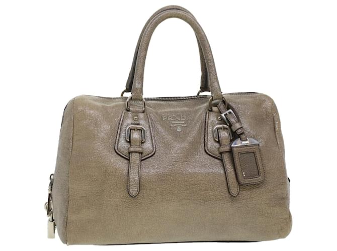PRADA Hand Bag Leather Gray Auth am4570 Grey  ref.961837