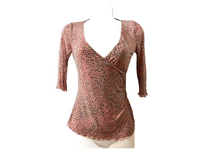 Diane Von Furstenberg DvF Leonetta blusa vintage de seda Rosa Multicor  ref.961878