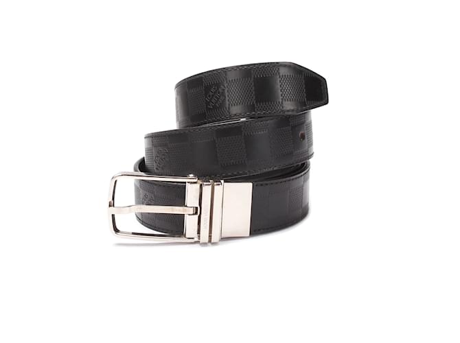 Louis Vuitton Black Taiga Leather LV Initiales Belt 95CM Louis