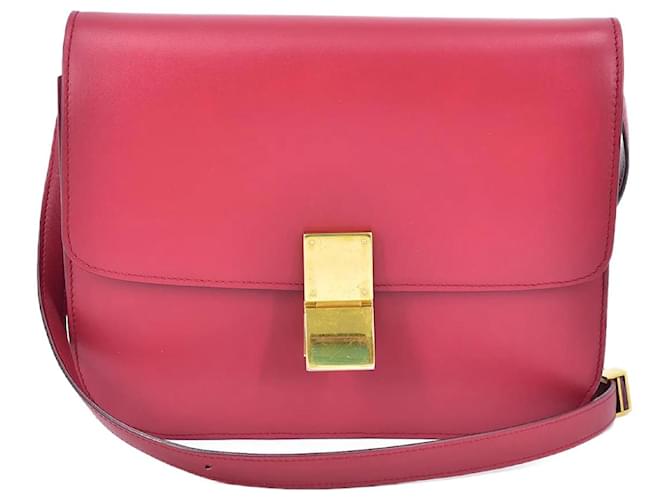 Céline Classic Box Bag Red Leather Pony-style calfskin ref.961993 - Joli  Closet
