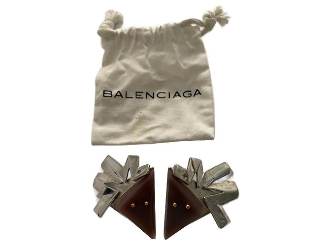 Balenciaga Ohrringe aus Metall Lila Silber Hardware
