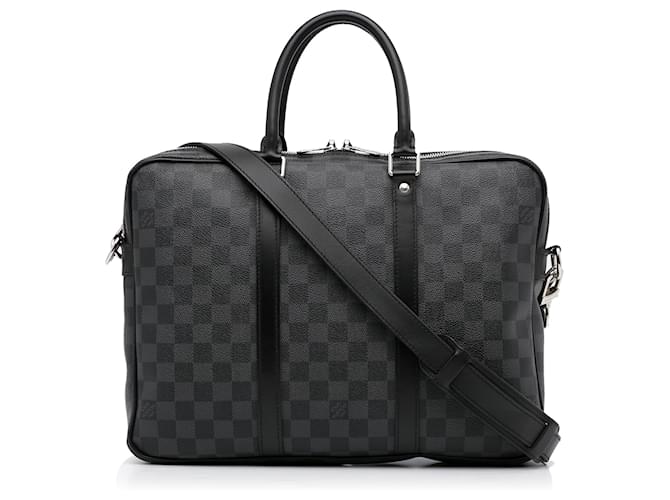 Porte documents voyage leather travel bag Louis Vuitton Black in