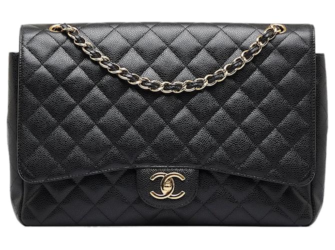 Chanel Black Maxi Classic Caviar Double Flap Leather ref.962194 - Joli  Closet