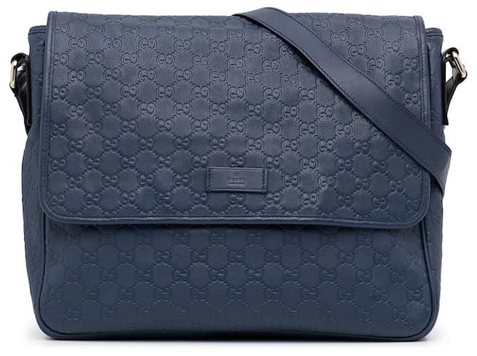 Gucci Flap Messenger Bag in Blue for Men