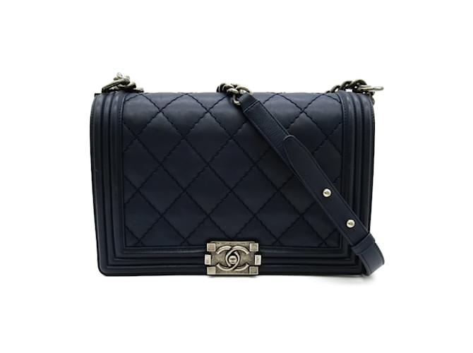Chanel Large Classic Le Boy Flap Bag Blue Leather Lambskin ref.962231 -  Joli Closet