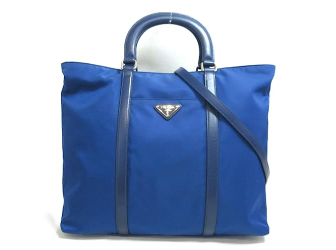 Prada Tessuto Tote Bag 1BG057 Blue Cloth  ref.962256
