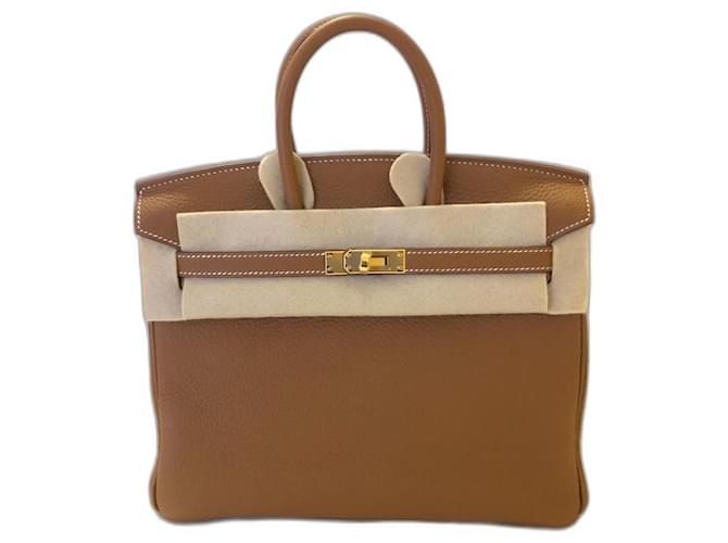 Hermès HERMES BIRKIN 25 Dorado Cuero  ref.962303