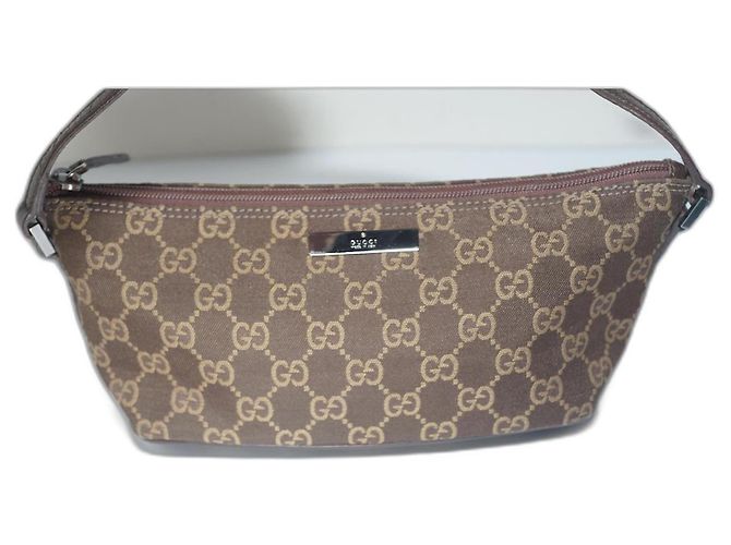 Ophidia AUTH GUCCI GG Pattern Mini Handbag DARK BROWN CANVAS WITH BROWN HANDLE
