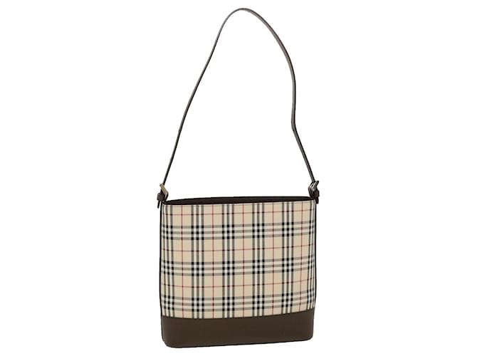 BURBERRY Nova Check Shoulder Bag Leather×Canvas Nylon Beige mini