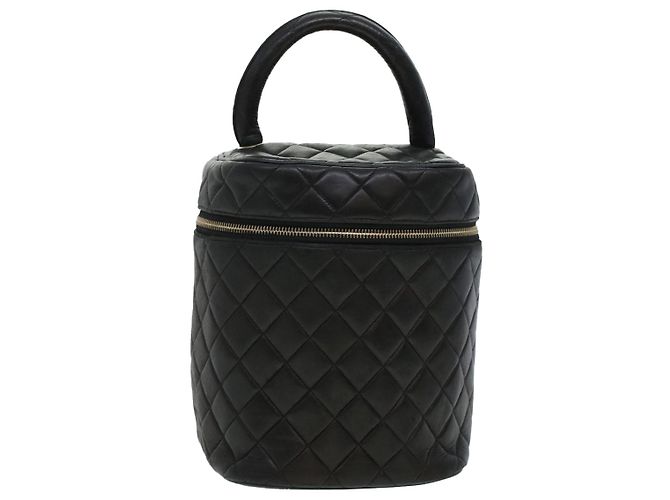 Neceser CHANEL Vanity Piel de cordero Negro CC Auth bs6203