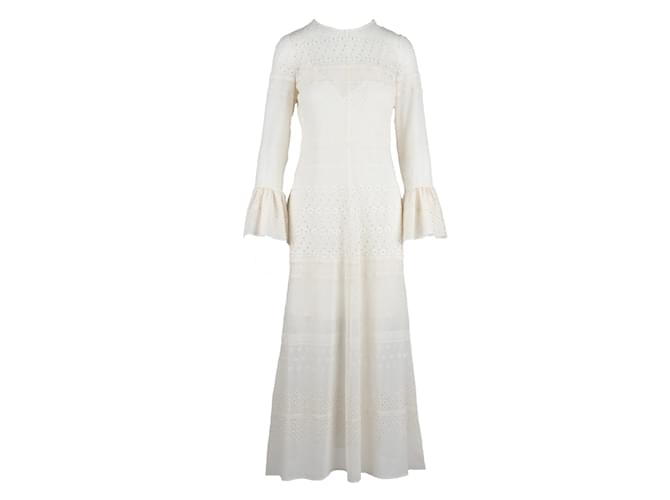 Saint Laurent Embroidered Long Dress White  ref.962437