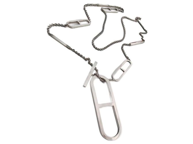 Hermès Collana lunga EVER catena d'ancora Argento
