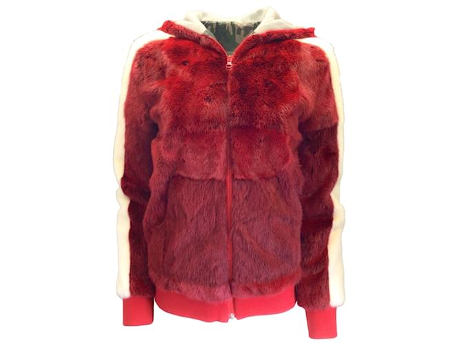 Mr & Mrs Italy Red / ivory / Green Camo Lined Hooded Full Zip Mink Fur Jacket  ref.962474