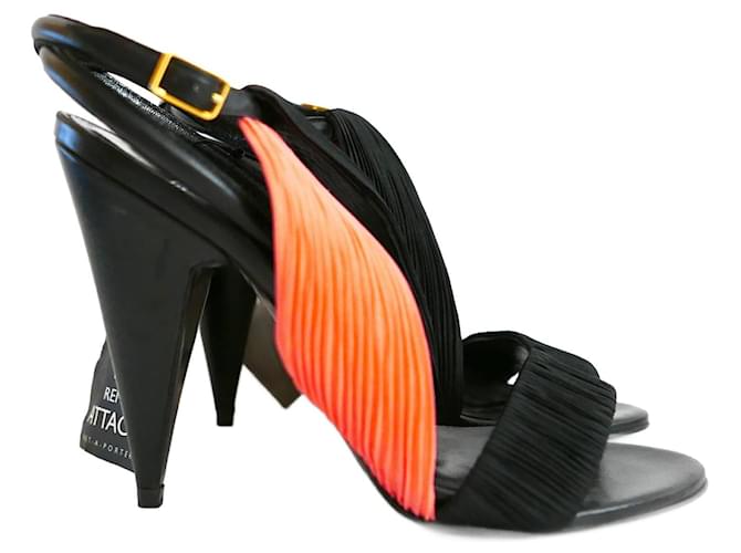 Pierre Hardy Ruched Fabric Heels Sandals Black Coral Cloth  ref.962492