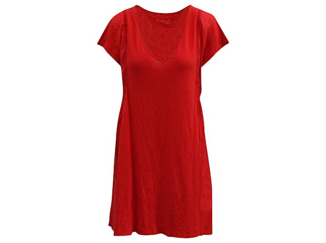 Ba&Sh-Kleid mit V-Ausschnitt aus roter Baumwolle  ref.962515