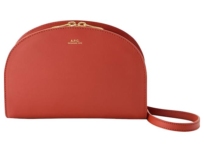 Apc Demi-Lune Crossbody - A.P.C. - Leather - Smoked Red Pony-style calfskin  ref.962529