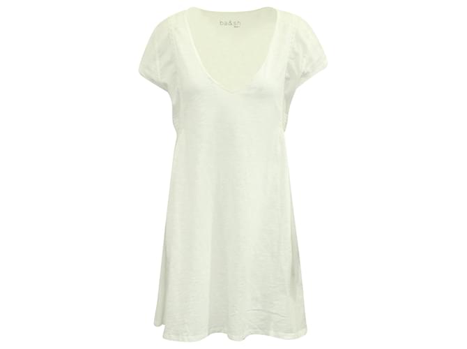 Ba&Sh-Kleid mit V-Ausschnitt aus weißer Baumwolle  ref.962541