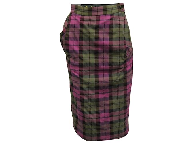 Vivienne Westwood Tartan Midi Skirt in Multicolor Cotton Multiple colors  ref.962548