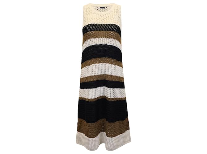 Weekend Max Mara Dyser Open-knit Striped Midi Dress in Brown Cotton  ref.962560