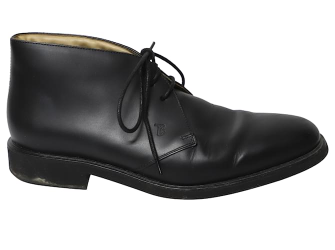 Tod's Desert Boots in Black Calfskin Leather Pony-style calfskin  ref.962583