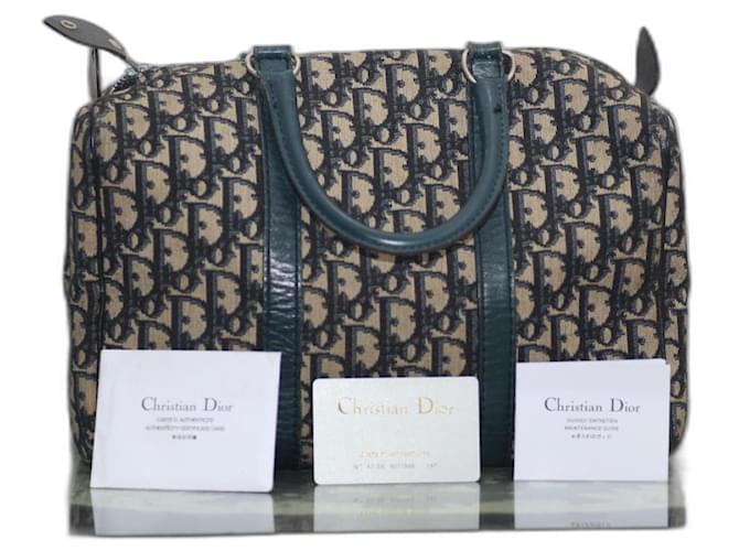 Christian Dior Dior BOWLER MOYEN Boston/Sac polochon LOGO DIOR BLEU Toile  ref.962676