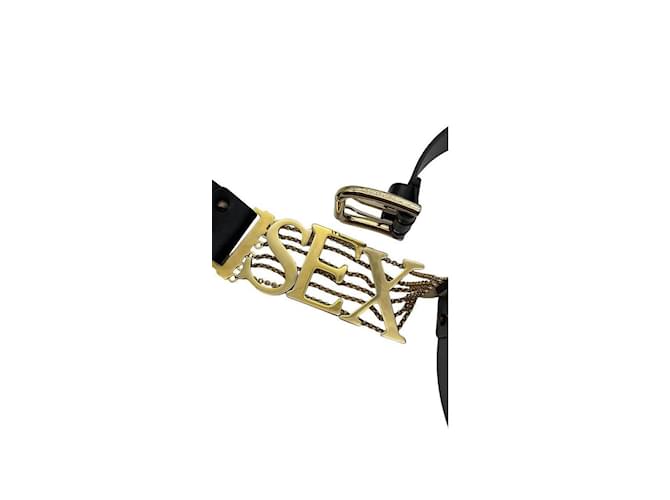 Dolce & Gabbana Cintos Preto Gold hardware Couro Metal  ref.962683