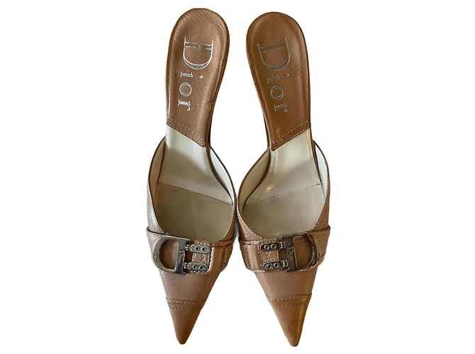 Christian Dior Leder Mules Beige