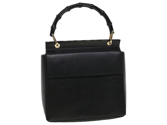 GUCCI Bamboo Hand Bag Leather Black 001.3444.1887 Auth