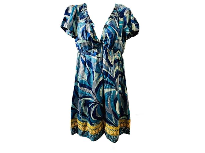 Stunning silk dress by Joseph in tones of different blue Light blue Dark blue  ref.963561