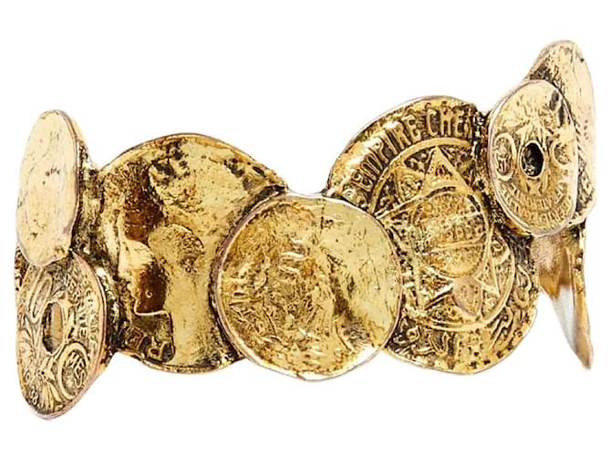 Yves Saint Laurent Saint Laurent Golden Coins cuff Métal Doré  ref.963573