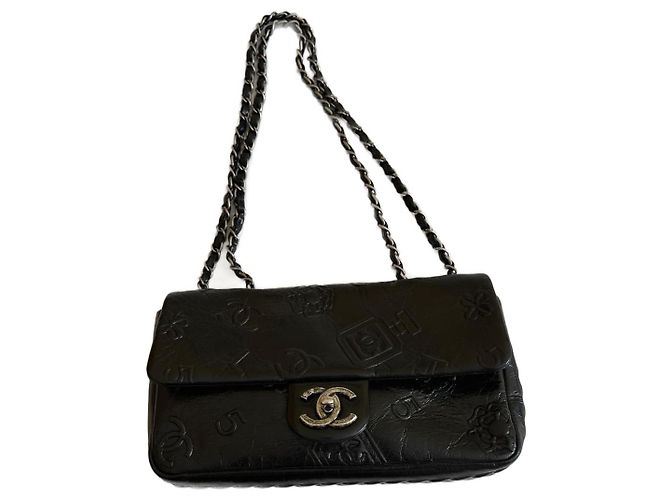 Bolsa tiracolo Chanel Timeless preta de couro (Edição limitada)