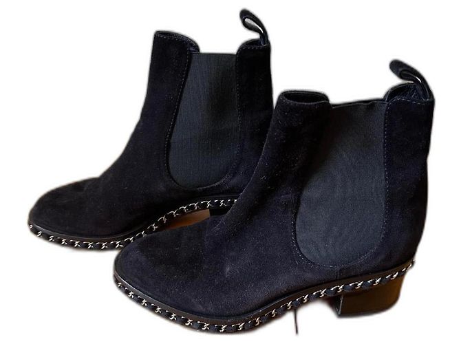 Chanel Suede black boots size 38