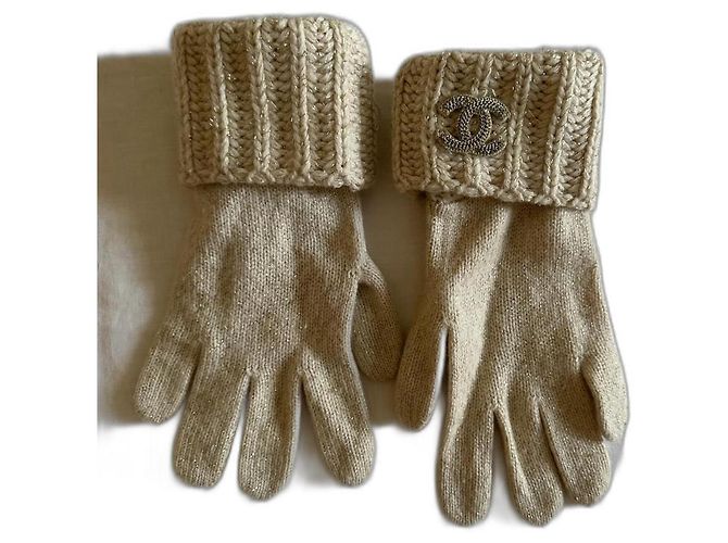 Chanel Kaschmirhandschuhe Beige 