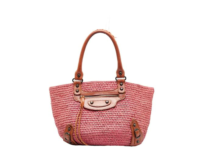Balenciaga Raffia Basket Handbag 236741 Pink  ref.963690