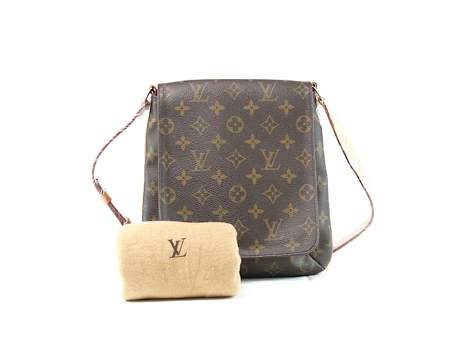 Bolso de hombro de lona Monogram Musette Salsa de Louis Vuitton con correa corta en muy buen estado Castaño Lienzo  ref.963700