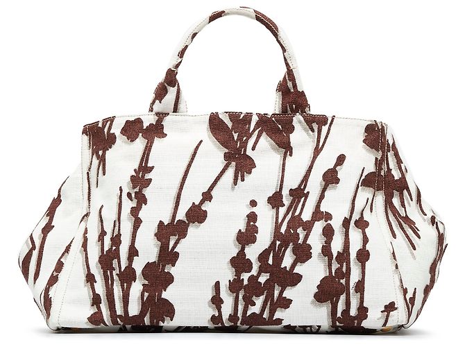 Tote Sacola de compras Prada White Canapa Stampata
