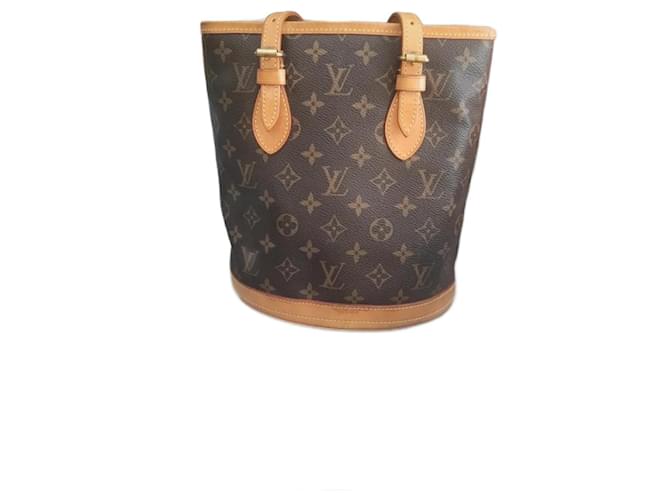 Louis Vuitton bucket Dark brown Leather  ref.964007